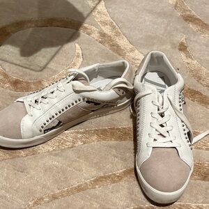 Zara Beige and White Studded Sneakers